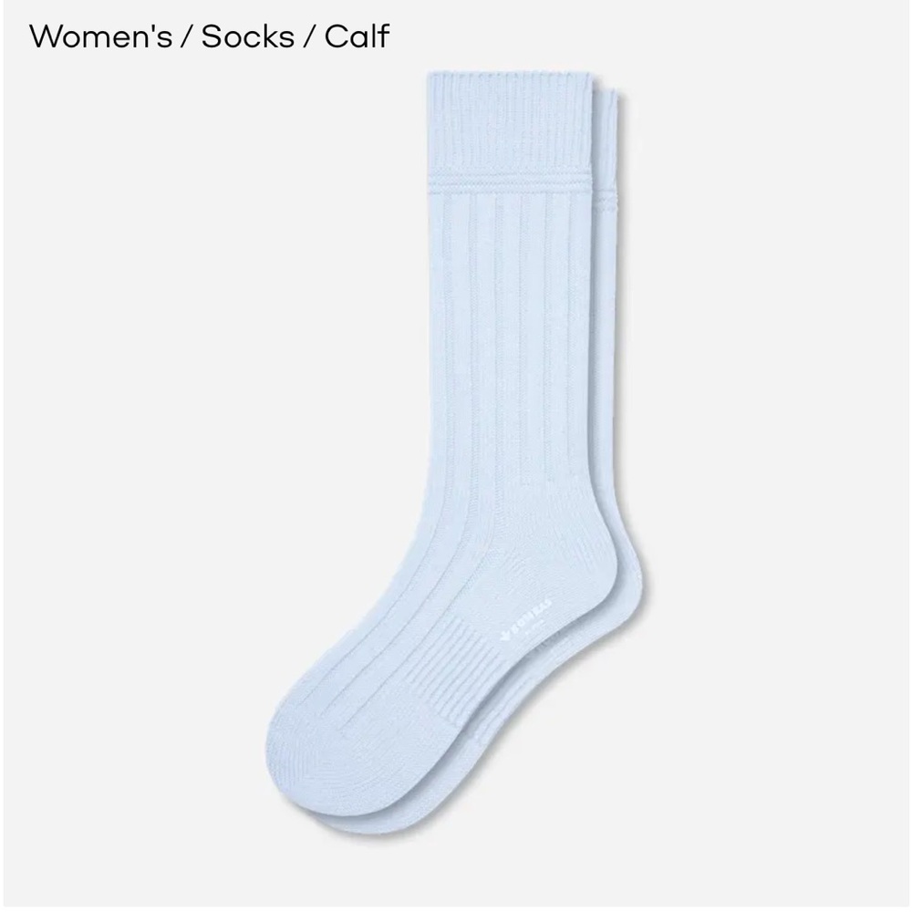 Bombas Merino Cashmere Half Calf Socks - Light Blue Large